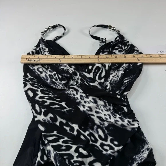 Magicsuit Leopard Print One Piece Swimsuit Black White Size 8 New With Tags - Picture 9 of 10